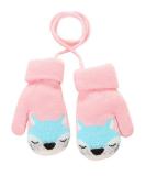 Baby Toddler Winter Warm Mittens Thicken Knitted Magic Mittens Cute Fox Knit Gloves with Furry Lining Hanging On Neck Mittens for Girls Boys Age 1-3Years Gift Pink - Buy Online on SooperMarket.com