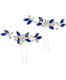 Crystal Bridal Hair Pins Sparkle White Blue Rhinestone Wedding Hair Piece Accessories for Women Girls (Pack of 2) (Blue) - Buy Online on SooperMarket.com