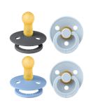 BIBS Pacifiers - Colour 4 Pack | Round Nipple Baby Pacifier | BPA Free Natural Rubber Latex Soother | Made in Denmark | Size 6-18 Months | Blue Colors 1 Count (Pack of 4) Blue Colors - Buy Online on SooperMarket.com