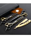 Professional Black Gold Hairdressing Scissors Stainless Steel Barber Hair Cutting Scissors Sets Salon Multifunctional Straight Shears Teeth Scissors Thinning Shears Tools for Mother Father's Gift - Buy Online on SooperMarket.com