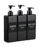 3pcs Shower Refillable Dispenser, Segbeauty 16.9oz Empty Pump Press Bottles with Labels, 500ml Plastic Soap Dispenser for Bathroom Shower Containers for Body Wash Shampoo Conditioner Lotion Black Black 16.9oz/500ml - Buy Online on SooperMarket.com