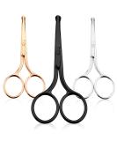 WLLHYF 3 Packs Nose Hair Scissors Rounded Tip Eyebrow Mustache Ear Hair Grooming Trimming Stainless Steel Professional Small Beard Nail Cuticle Eyelashes Beauty Scissors for Men Women Black/Silver/Rosegold - Buy Online on SooperMarket.com