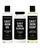 Caron & Doucet - Ultimate Cast Iron Set: Seasoning Oil, Cleaning Soap & Restoring Scrub | 100% Plant-Based & Best for Cleaning Care, Washing, Restoring & Seasoning Cast Iron Skillets, Pans & Grills! - Buy Online on SooperMarket.com