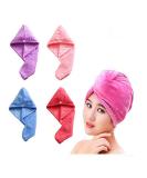 Premium Microfiber Hair Drying Towels - 4 Pack Quick Dry Turbans for Long Hair | Fast Absorbent Shower Wraps - Buy Online on SooperMarket.com