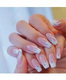24PCs Flame Coffin Square Acrylic Press-On Nails | Pink Fire Glue-On Fingernails for Women & Girls | DIY Manicure Salon - Buy Online on SooperMarket.com