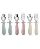 Pandaear 6 pieces of children's cutlery |Silicone handle stainless steel children's dishes set |Baby cutlery Esslern cutlery from 1 year |Children spoon and fork set for baby toddler |BPA free learning cutlery - Buy Online on SooperMarket.com