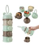 Heyu-Lotus Portable Baby Milk Powder Dispenser - 4 Layers Twist-Lock Formula Storage Container - 270ml per Layer - Silicone Handle - Green - Buy Online on SooperMarket.com