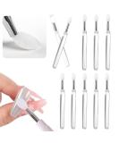 Silicone Nail Powder Applicator Brush Set - 10 Pcs Reusable Lip & Nail Art Brushes for Holographic Chrome Glitter Mirror Finish Makeup - White - Buy Online on SooperMarket.com