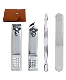 Econtal Nail Clippers Set of 4 Small Slanted with Nail File Cuticle Remover Pusher & Clippers Pliers | Best Quality Manicure Tools for Perfect Nails - Buy Online on SooperMarket.com