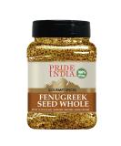 Pride of India Organic Fenugreek Seed Whole - 12 oz Gourmet Indian Spice for Cooking - Preservative-Free and Easy to Use - Medium Dual Sifter Jar - 1.12 Pound - Buy Online on SooperMarket.com
