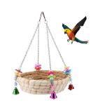 Bird Parrot Toy Parrot Bird Nest Natural Hand Woven Straw Nest Bed Swing with 4 Metal Bells Swing for Birds Perched Parrot - Buy Online on SooperMarket.com