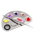 Stainless Steel 5-Well Makeup Palette & Spatula - Perfect for Cosmetic Blending - Buy Online on SooperMarket.com