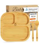 Babylovit children's plate with suction cup |Bamboo baby plate with suction cup |Certified children plates with baby cutlery |Complementary baby accessories |Ideal for Baby Led Weaning Brown - Buy Online on SooperMarket.com