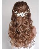 Casdre Flower Bride Wedding Hair Vine Pearl Bridal Headpiece Leaf Hair Accessories Hair Piece for Women and Girls (A Silver) - Buy Online on SooperMarket.com