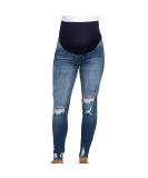Spritumn-Home Maternity Jeans for UK Pregnant Women | Skinny Slim Fit Ripped Jeans Over The Bump | Vintage Stretch Denim Leggings | Solid Blue Maternity Trousers - Buy Online on SooperMarket.com