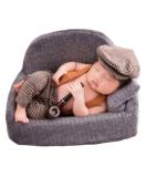 Baby Photography Props Newborn Boy Photo Shoot Outfits Infant Gentleman Suit Lattice Outfit Hats (Coffee) A-coffee - Buy Online on SooperMarket.com