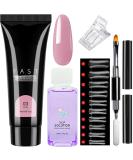 Poly Nail Gel Kit for Beginners | Builder Extension Set with Slip Solution for DIY Nail Art | Women's Gift - Pink Rose - Buy Online on SooperMarket.com