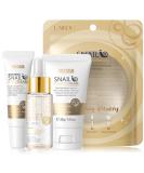 Snail Mucin Travel Skincare Set - 3 in 1 Gold Serum Eye Cream & Moisturizer | Improve Skin Elasticity & Minimize Pores | International Shipping Available - Buy Online on SooperMarket.com