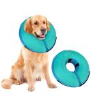 MUKSIRON Inflatable Dog Cone Collar | Adjustable Recovery Collar for Dogs & Cats | Prevent Biting & Scratching | Green-Blue | Large Size - Buy Online on SooperMarket.com