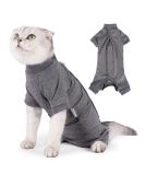 HEYWEAN Cat Recovery Suit After Surgery E-Collar Alternative Pet Medical Surgical Shirt Breathable Home Long Sleeve Cat Clothing L (Pack of 1) Grey - Buy Online on SooperMarket.com