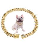 Cuban Connection Dog Collar - 17.7 Cuban Link Chain Alloy Diamond Gold Bling Jewelry for Dogs & Cats - Buy Online on SooperMarket.com