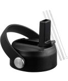 FLORAPELL Straw Lid for Hydro Flask Wide Mouth Water Bottles, Top Lids with Straw Compatible with Hydro Flask 32 40 oz, Replacement Cap Wide Mouth Straws Flip Lid Flex Handle Black - Buy Online on SooperMarket.com