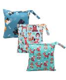 HOTLIKE Wet Bag Dry Wet Bag 3 PCS Nappy Bag for Cloth Diapers Travel Bag Organiser Waterproof Reusable Produce Bags with Handle and Zipper Pocket Wet Suit Bag for Trip Beach Daycare Gym (Blue) - Buy Online on SooperMarket.com