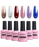 AIMEILI Christmas Glitter Gel Nail Polish Set Soak Off UV LED Gel Polish Sparkle Multicolour/Mix Colour/Combo Colour Of 6pcs X 10ml - Gift Kit 29 KIT6-29 1.67 ml (Pack of 6) - Buy Online on SooperMarket.com
