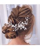 Unicra Silver Wedding Hair Vine - Rhinestone Flower Headpiece with Pearls | Bridal Hair Jewelry for Bridesmaid & Women - Buy Online on SooperMarket.com