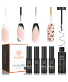 Modelones Gel Polish Nail Art Gel Liner Set - 4 Colors Classic White Black Silver Gold Glitter | French Tip Swirl Nails Design | Soak Off Thin Brush Gel Nail Art Supplies Kit | A-4 Colors Kit - Buy Online on SooperMarket.com