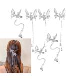 Flymind 6Pcs Moving Butterfly Tassel Hair Clips Elegant Antique Side Clip for Women & Girls (Silver) - Buy Online on SooperMarket.com