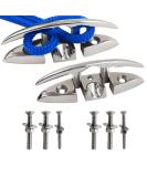 Shenghuiss 5 Stainless Steel Boat Flip Up Cleat - 2 Pcs | Deck Flush Mount Mooring Rope Cleat with Fasteners - Buy Online on SooperMarket.com