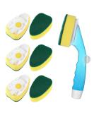 Non Scratch Dishwand Refills Handle Dish Wand Refill Pack 6 Heavy Duty Replacement Sponge Heads Set Soap Dispenser Scrubbers Dishwashing Scrub Dispensing Brush Pads Dishwasher Cleaning Tool kit 7 Piece Set - Buy Online on SooperMarket.com