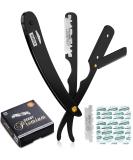 Utopia Care Professional Barber Straight Edge Razor Safety with 100-Pack Derby Blades - 100 Percent Stainless Steel (Black) - Buy Online on SooperMarket.com