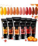 UR SUGAR Autumn Winter Poly Extension Gel Nail Set 6 Colours Maple Pumpkin Burnt Orange Yellow Red Glitter Fall Poly Nail Gel Polish Kit Halloween Christmas Gifts Box for Women Autumn Maple Leaf - Buy Online on SooperMarket.com