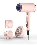 FUNTIN Hair Dryer with Diffuser Blow Dryer Comb Brush 1800W Ionic Fast Blow Dry for Women 4C Thick Hair Baby Pink - Buy Online on SooperMarket.com