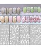 8 Sheets MiaoWu White Cherry Blossoms 3D Nail Art Stickers for Acrylic Nail Decoration - Buy Online on SooperMarket.com