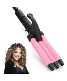 Mini 3 Barrel Curling Iron  Small Hair Crimper 1/2 Inch for Short Hair  Three Barrel Hair Waver  Portable Ceramic Tourmaline Triple Barrel Crimper Hair Iron for Home and Travel  Pink 0.5 Inch - Buy Online on SooperMarket.com