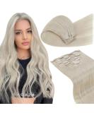 LAAVOO Platinblond Clip Extensions - 40cm Real Hair 105g 7PCS Double Tressen Premium Remy Blonde Clip-Ins for Full Head - Buy Online on SooperMarket.com