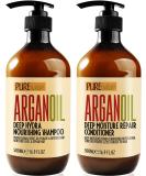 Moroccan Argan Oil Shampoo and Conditioner SLS Sulfate Free Set - Best Gift for Damaged, Dry, Curly or Frizzy Hair - Thickening for Fine / Thin Hair, Safe for Color and Keratin Treated Hair - Buy Online on SooperMarket.com