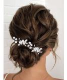 Silver Crystal Flower Bride Wedding Hair Pins - Pack of 2 | Bridal Hair Accessories for Women and Girls - Buy Online on SooperMarket.com