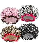 TCOTBE 4 Pieces Waterproof Shower CapShower Caps for Women Elastic Reusable Bathing Hair Cap Environmental Protection Hair Bath Caps Double Waterproof Layers Bathing Shower Hat - Buy Online on SooperMarket.com