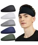 Pilamor Sports Headbands for Men (5 Pack),Moisture Wicking Workout Headband, Sweatband Headbands for Running,Cycling,Football,Yoga,Hairband for Women and Men Gray, Green, White, Blue, Black - Buy Online on SooperMarket.com