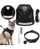 DKDDSSS Cat Harness and Lead Set Soft Mesh Harness for Outdoor Adjustable Reflective Strips Vest Harnesses Escape Proof Cat Kitten Walking Vest with Collar for Medium Cats Pets (M Black) - Buy Online on SooperMarket.com