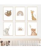 Meinbaby123 Poster Kinderzimmer 6 Set Din A4 Wall pictures pictures boho baby room decoration wall poster premium (sloth & friends 6er set) - Buy Online on SooperMarket.com