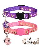 2PCS Glow in The Dark Breakaway Cat Collars with Bell - Adjustable Kitten Collars in Purple+Pink - Buy Online on SooperMarket.com