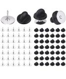 BEADNOVA 50 Pairs Pin Backings Tie Tacks Blank Pins with Rubber Pin Backings Pin Backs for Crafts (Silver Black  50 Sets) 50pairs - Buy Online on SooperMarket.com