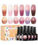 MEET ACROSS Pink Color Changing Gel Nail Polish Set - Mood Temperature Change Translucent Nude Pink Gel Polish with Foil & Crystal Accents - Buy Online on SooperMarket.com