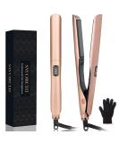 Lure & Smooth 2-in-1 Hair Smoothing & Curling Iron - Ceramic Waves for All Hair Types - LCD Display - Perfect Halloween Gift (Pink) - Buy Online on SooperMarket.com