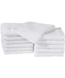 Amazon Basics Cotton Washcloths - 12-Pack 30x30 cm - Soft & Absorbent White Washcloths for Everyday Use | International Shipping Available - Buy Online on SooperMarket.com
